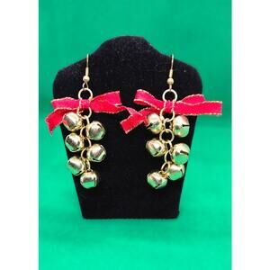 **5 for $25**/ Jingle Bell w/Ribbon Dangle Earrings for Pierced Ears, NWOT